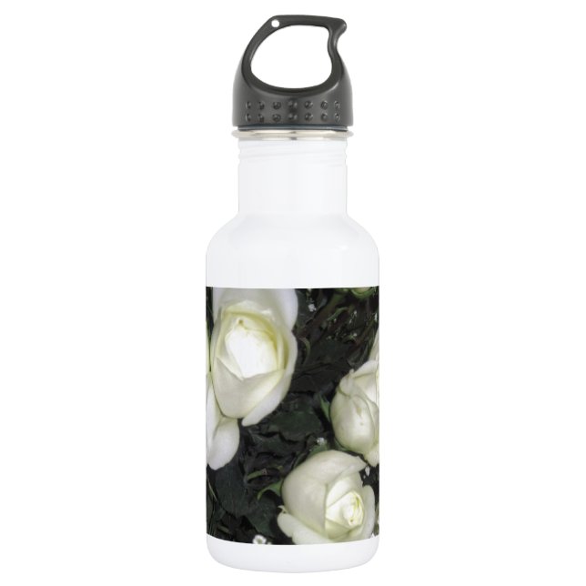 GORGEOUS BOUQUET OF WHITE ROSES STAINLESS STEEL WATER BOTTLE (Front)