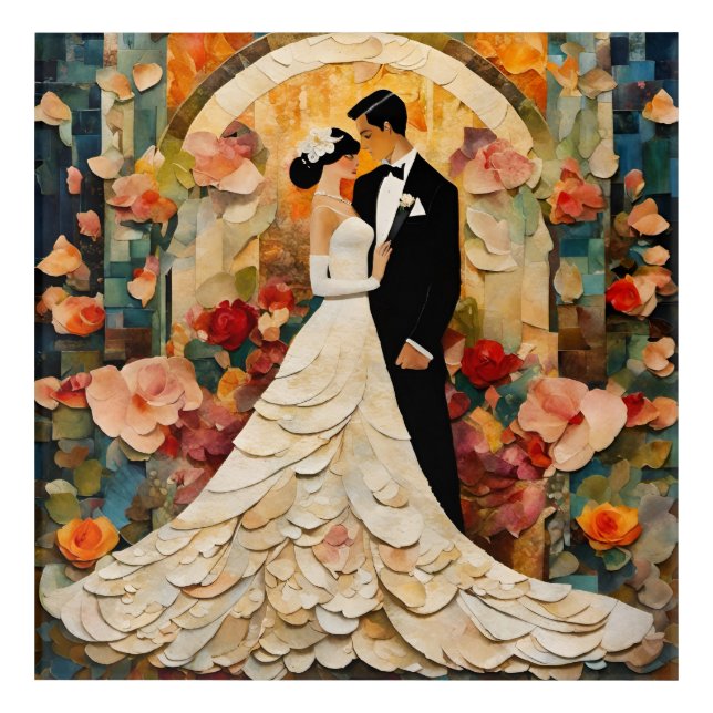 Gorgeous Bride and Groom Collage Acrylic Print (Front)