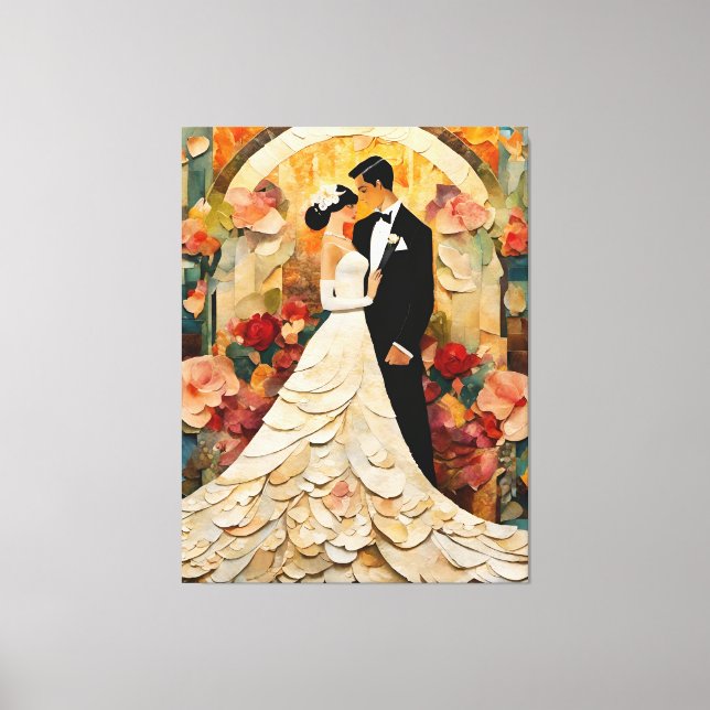 Gorgeous Bride and Groom Collage Canvas Print (Front)
