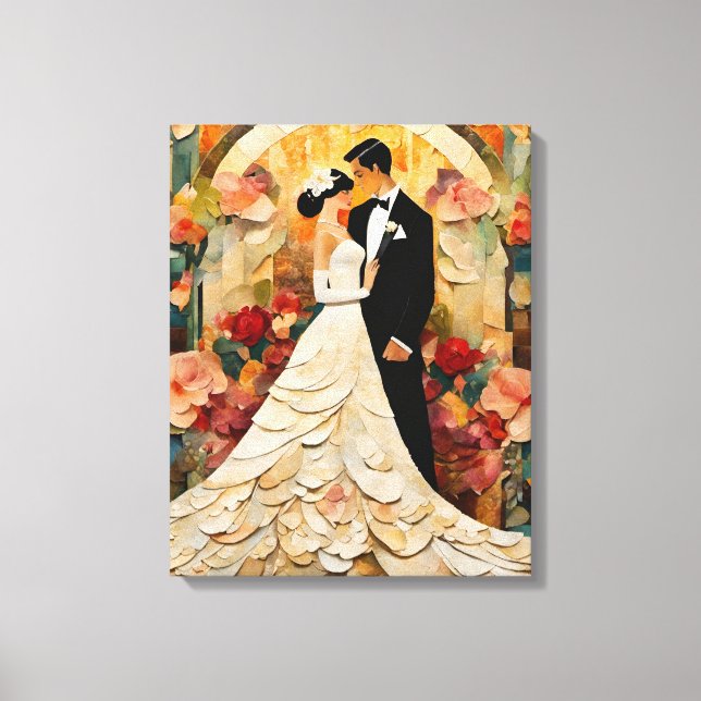 Gorgeous Bride and Groom Collage Canvas Print (Front)