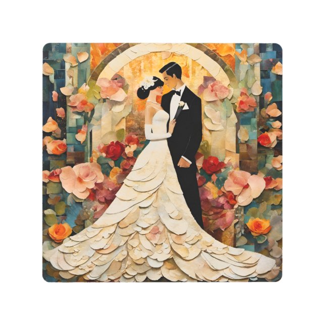 Gorgeous Bride and Groom Collage Metal Print (Front)
