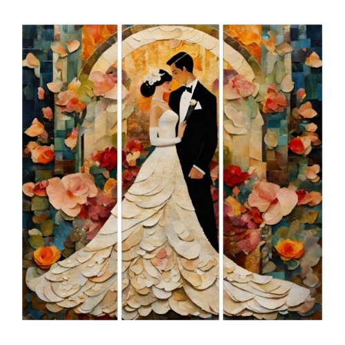 Gorgeous Bride and Groom Collage Triptych