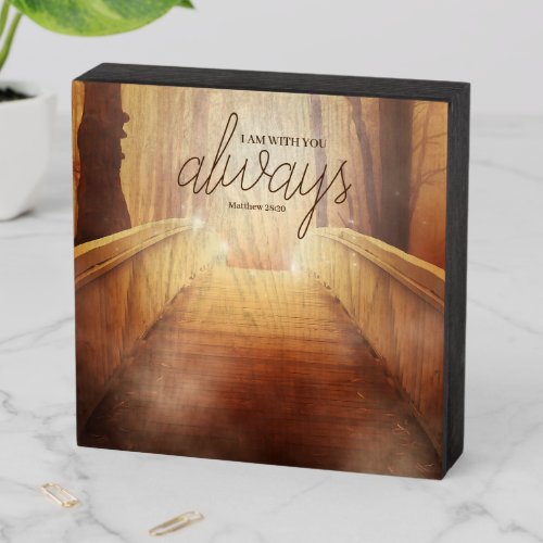 Gorgeous Bridge in Forest Bright Light Christian Wooden Box Sign