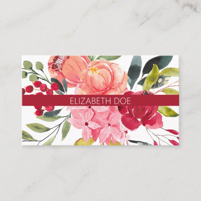 Gorgeous Bright Floral Business Card (Front)