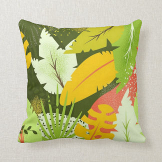 Gorgeous Bright Tropical Leaves Throw Pillow