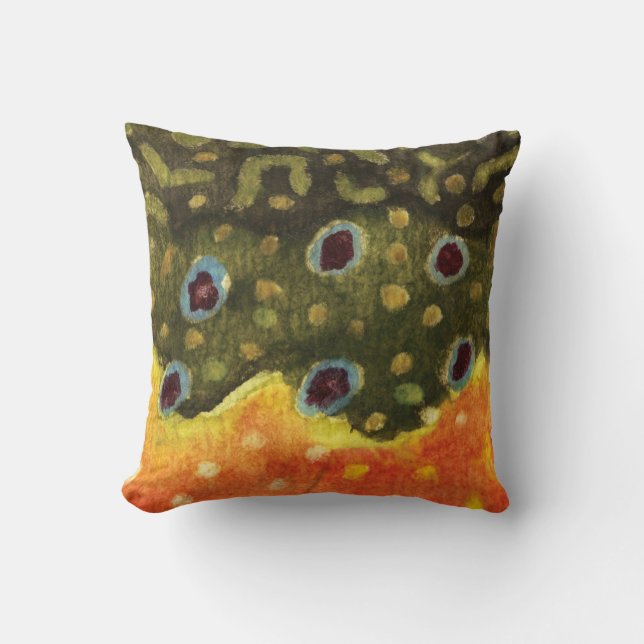 Gorgeous Brook Trout Fly Fishing Fisherman Angler Throw Pillow (Front)