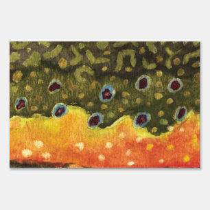 Gorgeous Brook Trout Fly Fishing Fisherman Angler Yard Sign