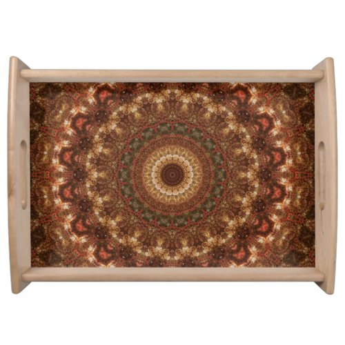 Gorgeous Brown and Tan Mandala Kaleidoscope Serving Tray