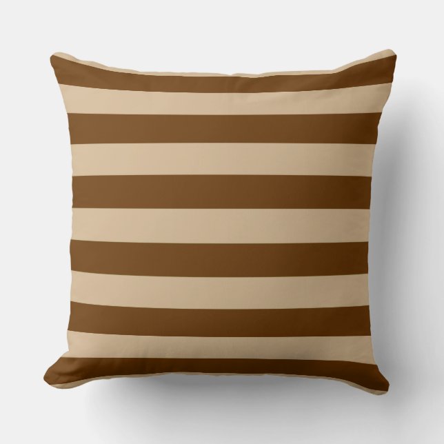 Gorgeous Brown and Tan Stripes Pattern Throw Pillow (Front)