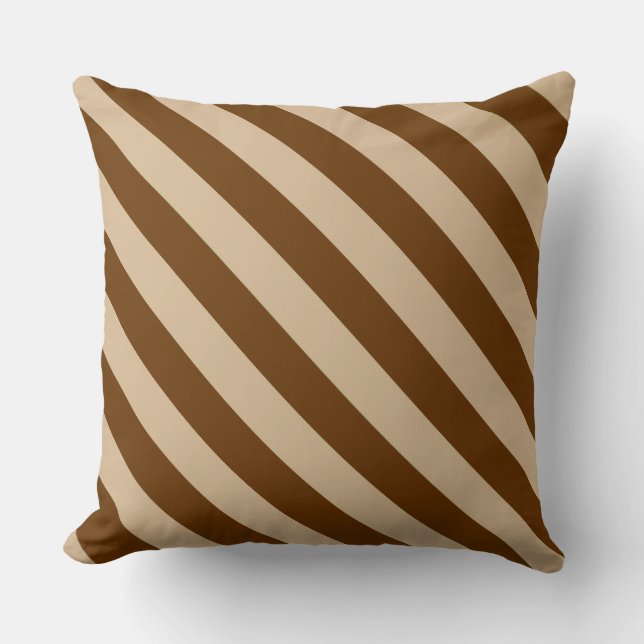 Gorgeous Brown and Tan Stripes Throw Pillow (Front)