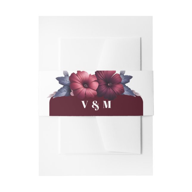 Gorgeous Burgundy & Blush Pink Invitation Belly Band (Front Example)