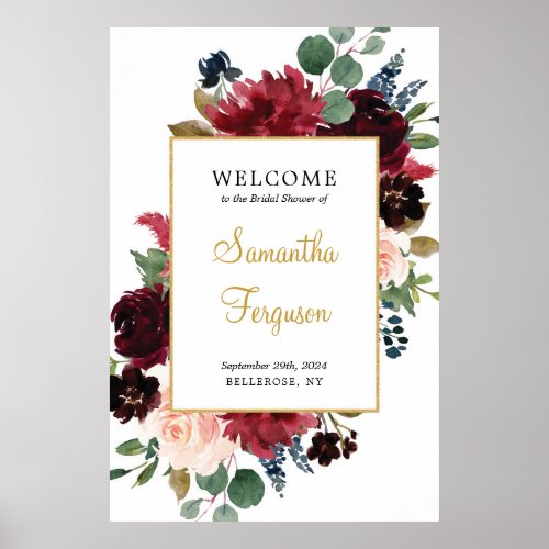 Gorgeous burgundy gold geometric welcome sign