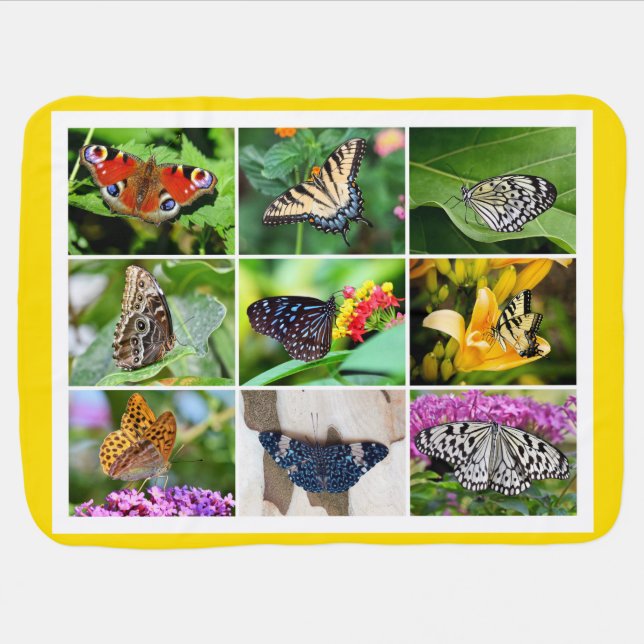 Gorgeous Butterflies Collage, 9 Photos Baby Blanket (Horizontal)