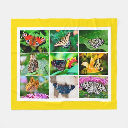 Gorgeous Butterflies Collage 9 Photos Fleece Blanket