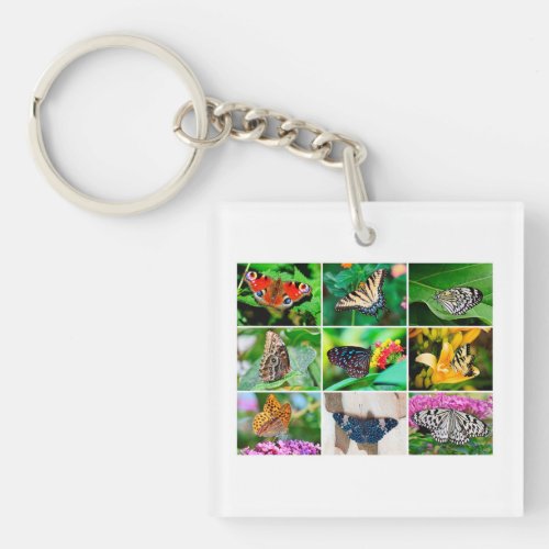Gorgeous Butterflies Collage 9 Photos Keychain