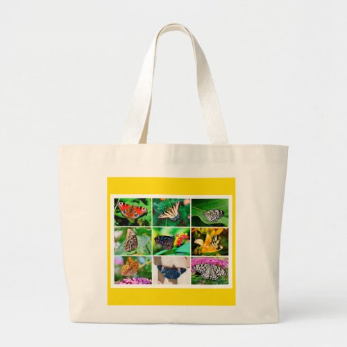 Gorgeous Butterflies Collage 9 Photos Large Tote Bag