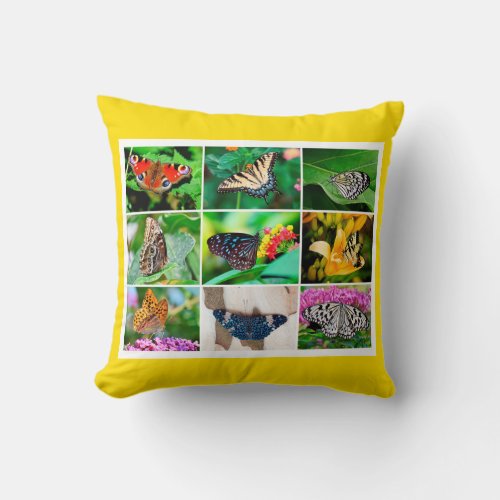 Gorgeous Butterflies Collage 9 Photos Throw Pillow