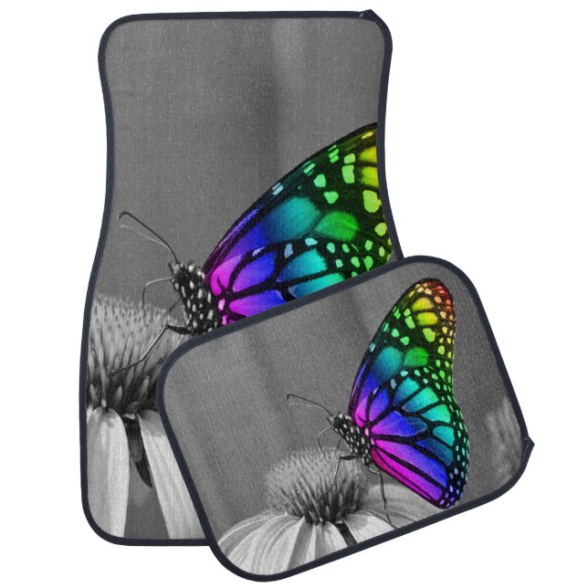 Gorgeous Butterfly On Flower Car/Truck Floor Mats (Set)