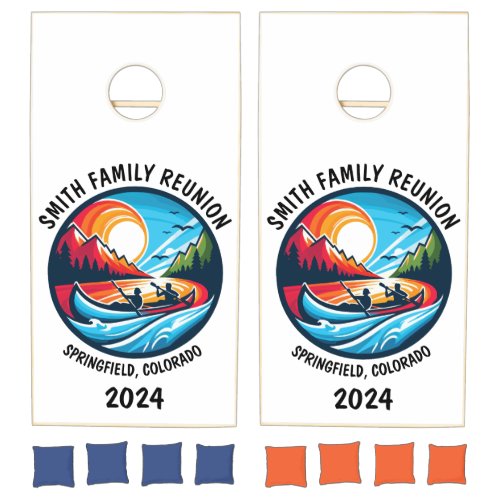 Gorgeous Canoe Trip Scene Custom Cornhole Set