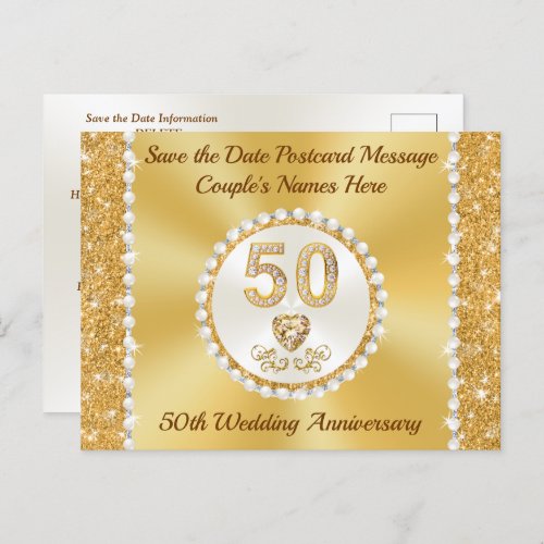 Gorgeous Cheap 50th Anniversary Save the Date Postcard