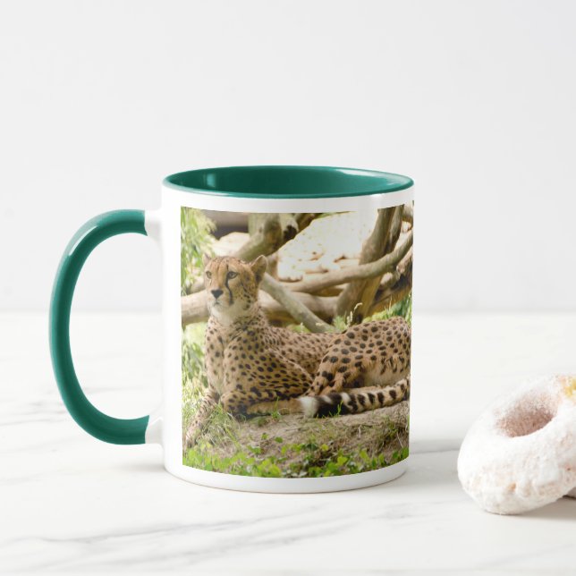 Gorgeous Cheetah Beautiful Cat Photo Mug (With Donut)