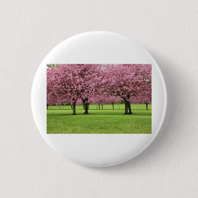 GORGEOUS CHERRY FLORAL PINBACK BUTTON (Front)