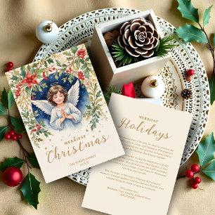 Gorgeous Chic Christmas Angel Flowers Victorian  Holiday Card