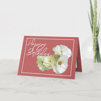 Gorgeous Chic White Rose Floral Bouquet Birthday Card