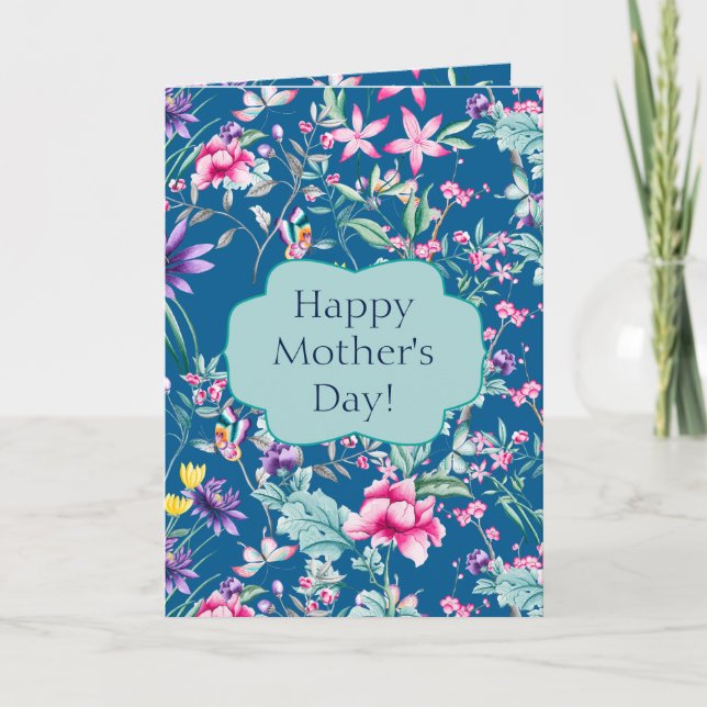 Gorgeous Chinoiserie Floral Pattern | Mother's Day Card (Front)