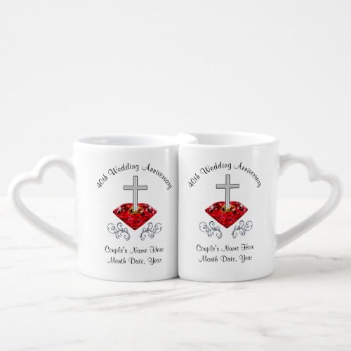 Gorgeous CHRISTIAN 40th Wedding Anniversary Gift Coffee Mug Set