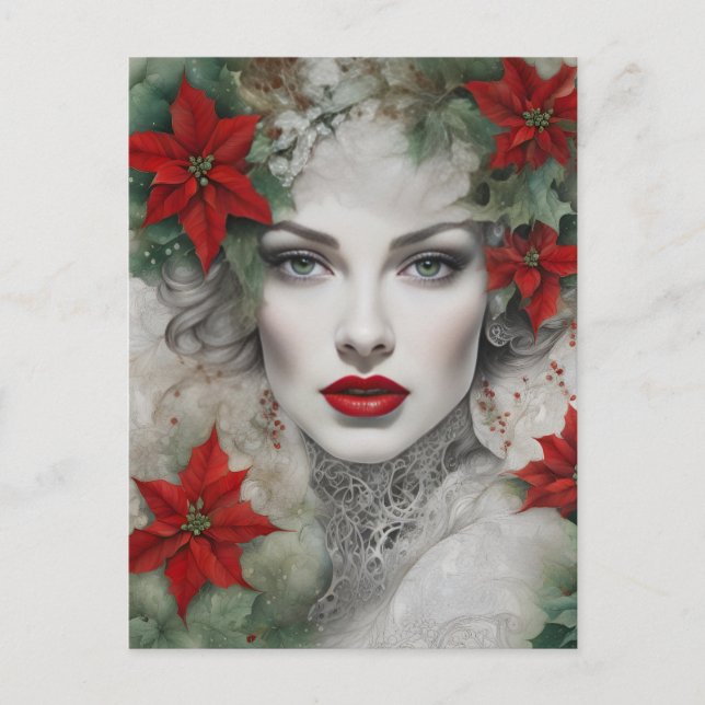 Gorgeous Christmas Lady Postcard (Front)