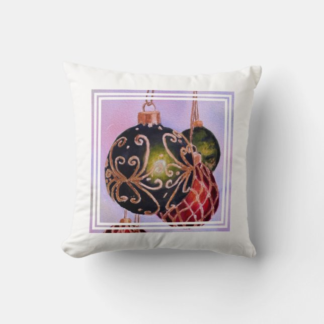 Gorgeous Christmas Ornaments Throw Pillow (Front)