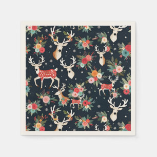 Gorgeous Christmas Reindeer Floral Napkins