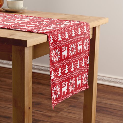 Gorgeous Christmas Sweater Inspired Red Design Short Table Runner