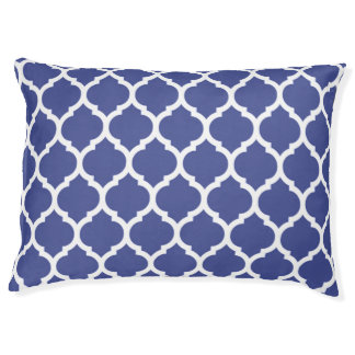 Gorgeous Cobalt Blue Moroccan Quatrefoil Pattern Pet Bed