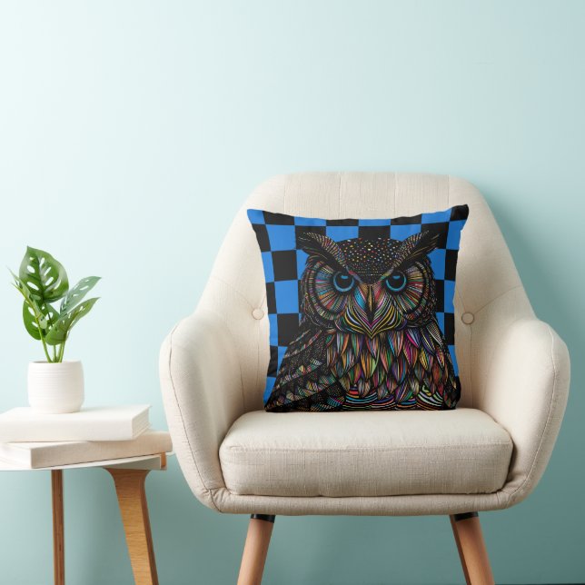 Gorgeous Colorful Owl Collection Style Accent  Throw Pillow (Chair)