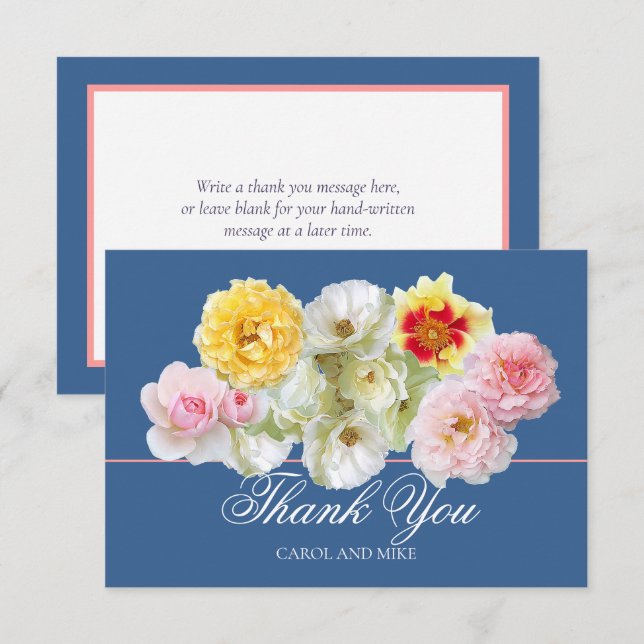 Gorgeous Colorful Roses Bridal Shower Thank You Card (Front/Back)