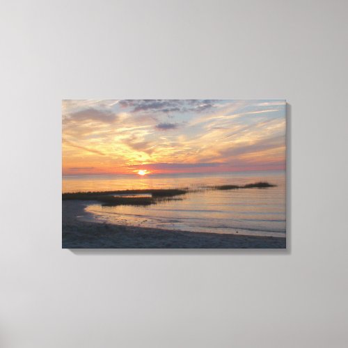 Gorgeous Colorful Sunset over a Cape Cod Beach Canvas Print