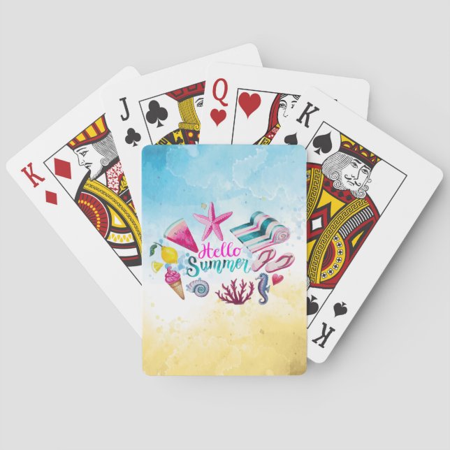 Gorgeous Cool Hello Summer  Poker Cards (Back)