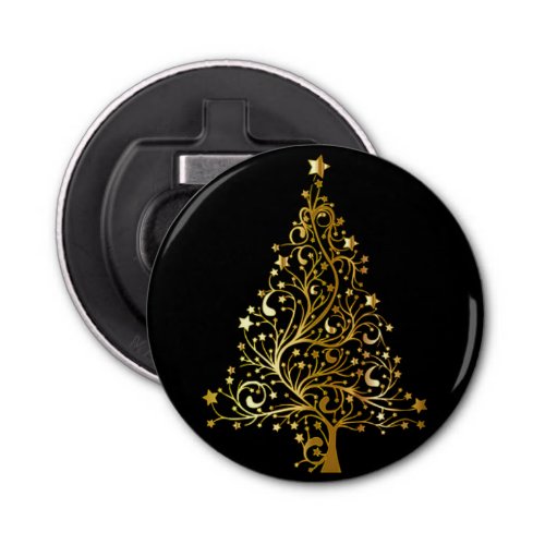 Gorgeous Cool Holiday Christmas Gold Tree   Bottle Opener