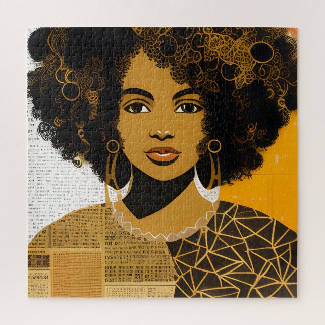 Gorgeous Curly Hair African American Woman Collage Jigsaw Puzzle (Vertical)