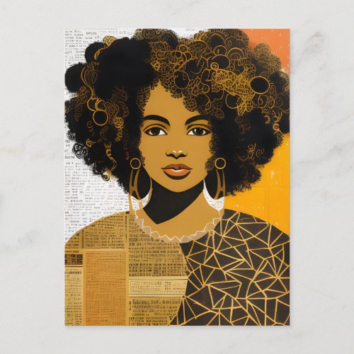 Gorgeous Curly Hair African American Woman Collage Postcard