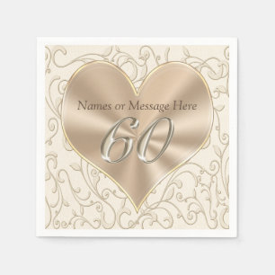 Gorgeous Custom 60th Aniversary Napkins, Birthday Paper Napkins