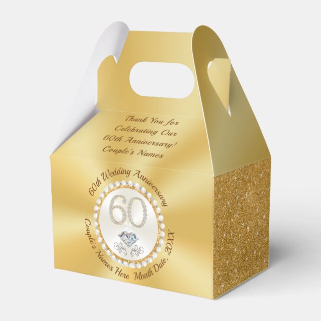 Gorgeous Custom, 60th Anniversary Party Favors,  Favor Boxes (Back Side)