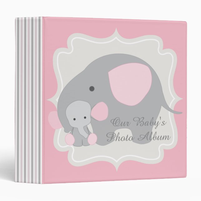 Gorgeous Custom Baby Pink Elephant Photo album 3 Ring Binder (Front/Spine)