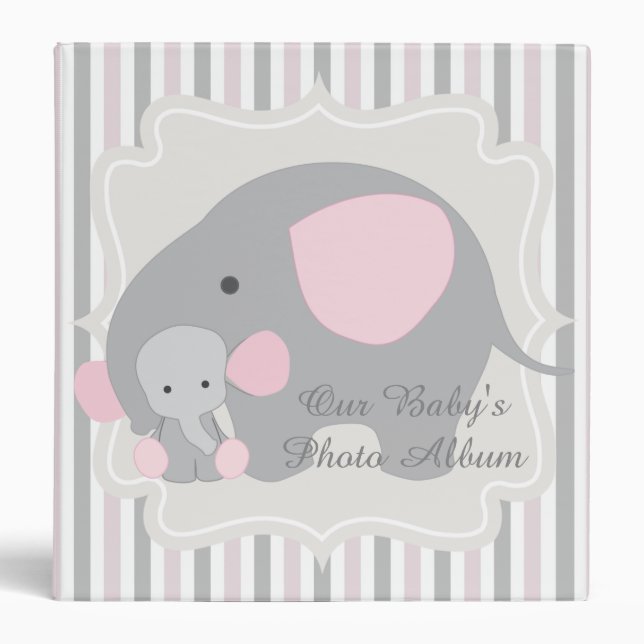 Gorgeous Custom Baby Pink Elephant Photo album Binder (Front)