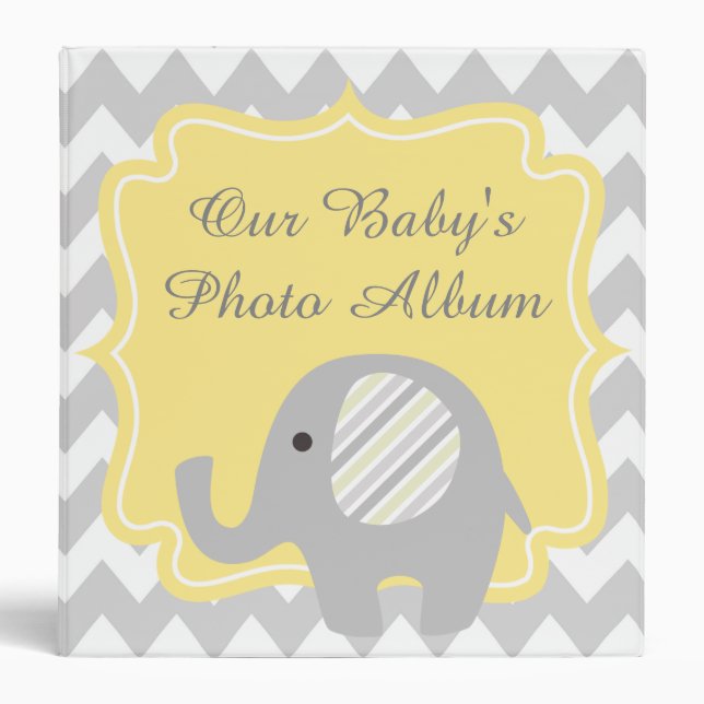 Gorgeous Custom Baby Shower Neutral Elephant Binder (Front)