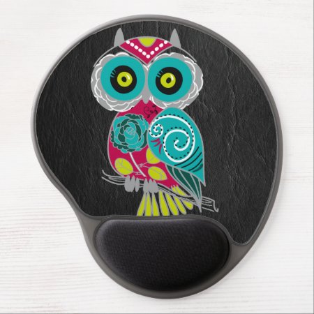 Gorgeous Custom Owl On Black Leather Gift Gel Mouse Pad