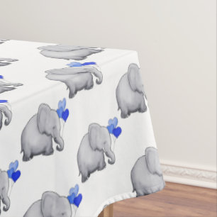 Gorgeous Cute Blue Elephants Baby Boy Nursery Tablecloth