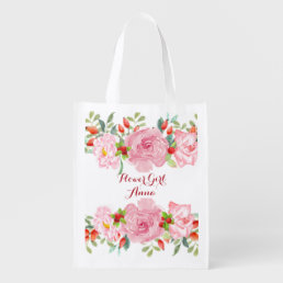 Gorgeous Cute Flower Girl   Grocery Bag